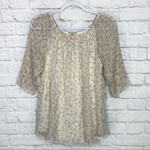 Prontomoda Giusy Silk Floral Ethereal Lined Blouse